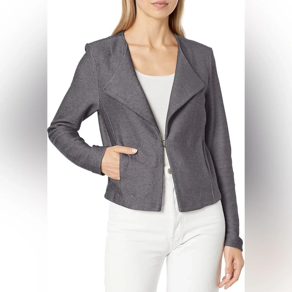 Nic+Zoe Knit Moto Blazer Jacket in Indigo Mix, size XXL, Office, Casual, Chic